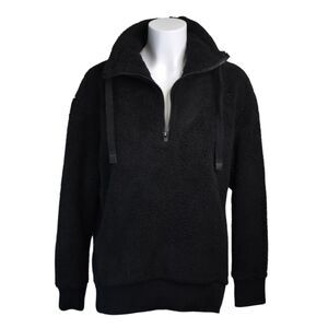 Athleta Talus Sherpa Half Zip Pullover Sweater Black Cold Weather Active Small